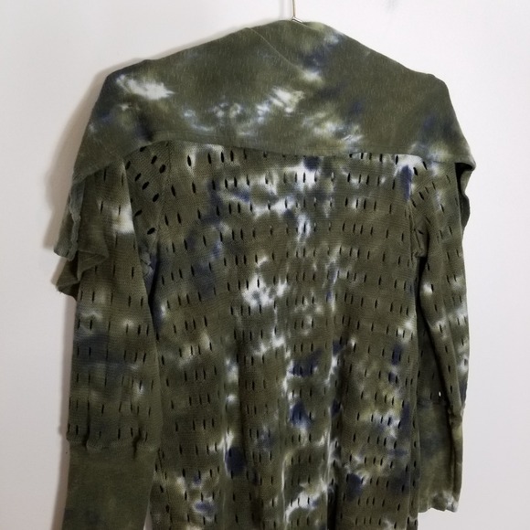 XCVI Wearables Cardigan Sz  XL Waterfall Tie Dye Artsy Lagenloo Topper Open Knit - Picture 8 of 10